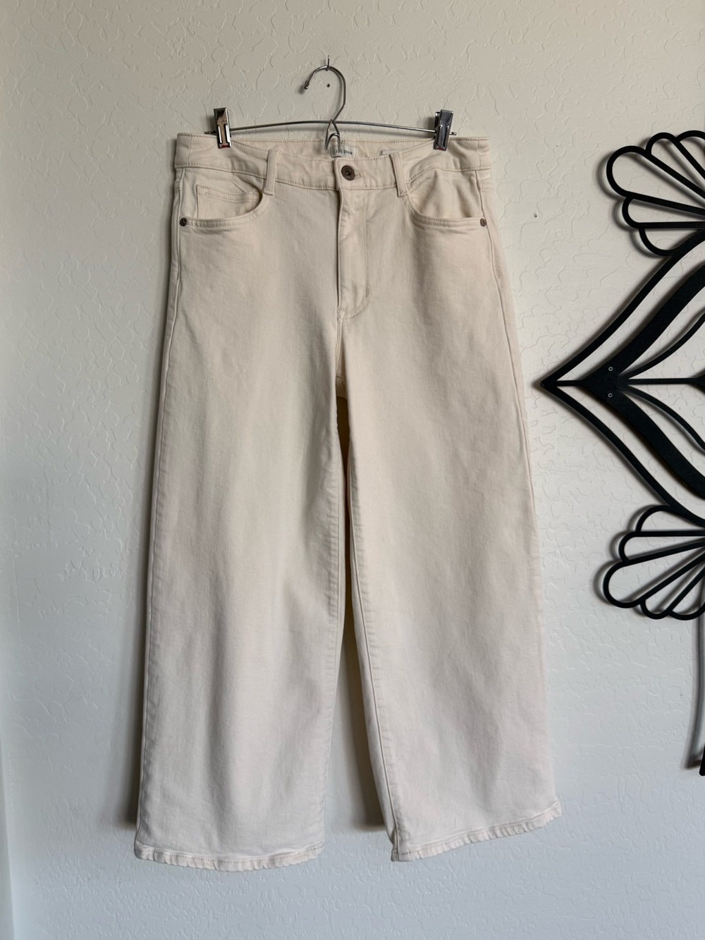 J. JILL Denim Cream High-Rise Full-Leg Crop Jeans Size 10